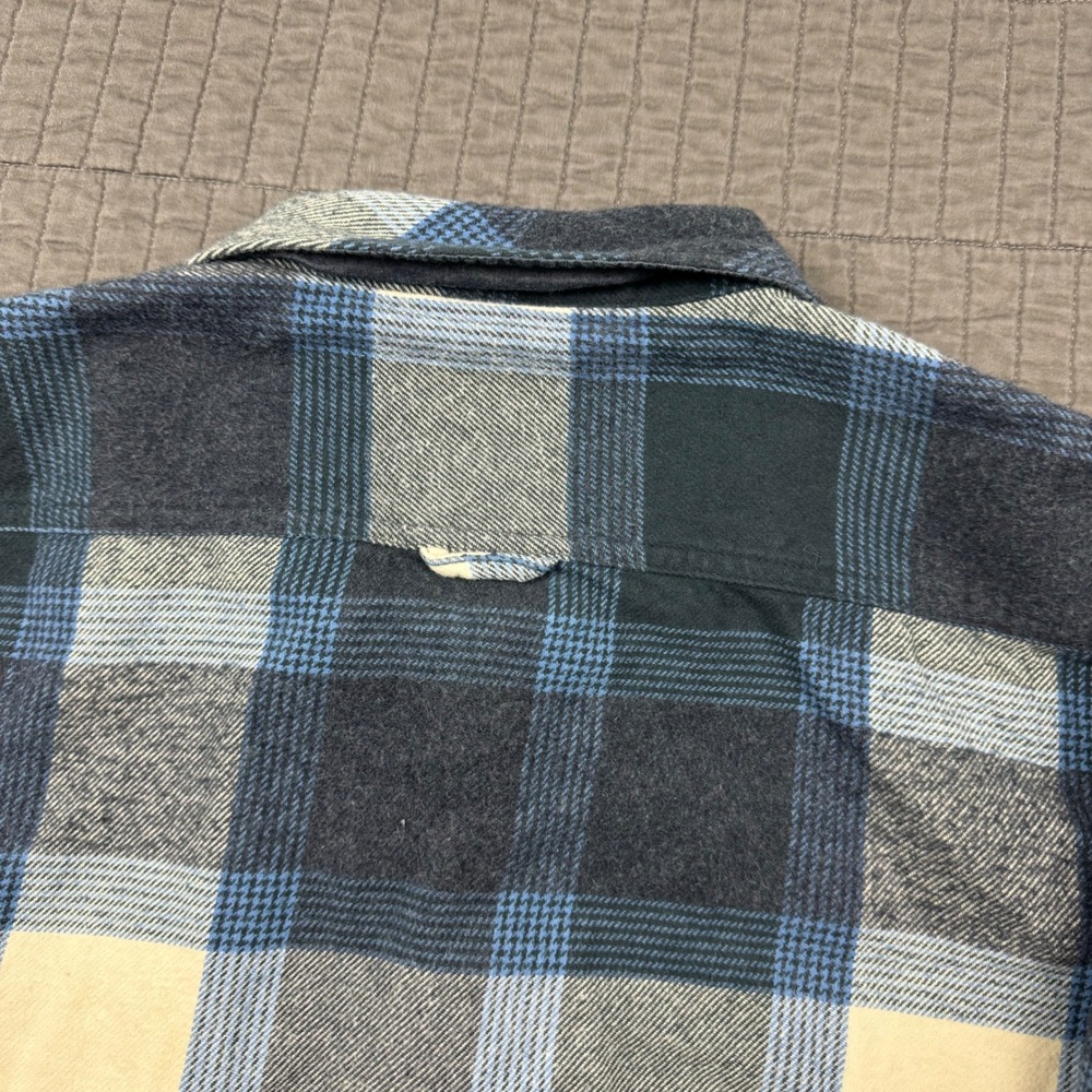 Prana Flannel Shirt Women Large Blue Plaid Golden Canyon Button Front Outdoors - Picture 5 of 12